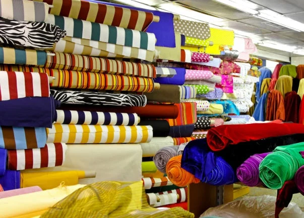 Colourful fabric rolls at Texas Textiles